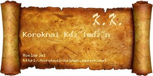 Koroknai Kálmán névjegykártya